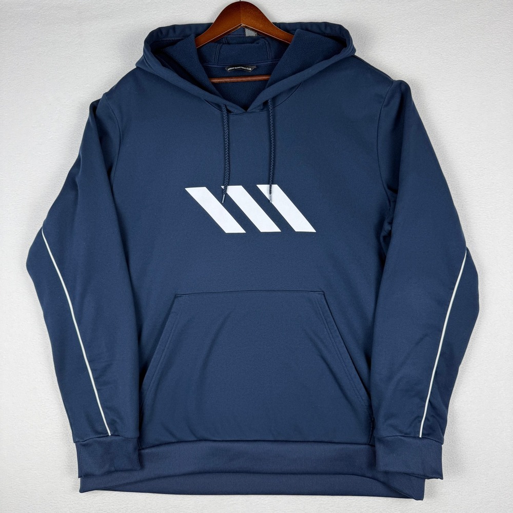 Adidas Basketball Club Hoodie Mens 2XL Navy Blue ClimaWarm Pullover EC6233 - Picture 2 of 13